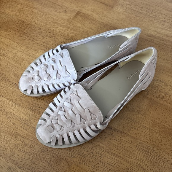Nisolo Shoes - Nisolo Huarache Woven Sandals Leather Almond Brown Sz 8 Women's